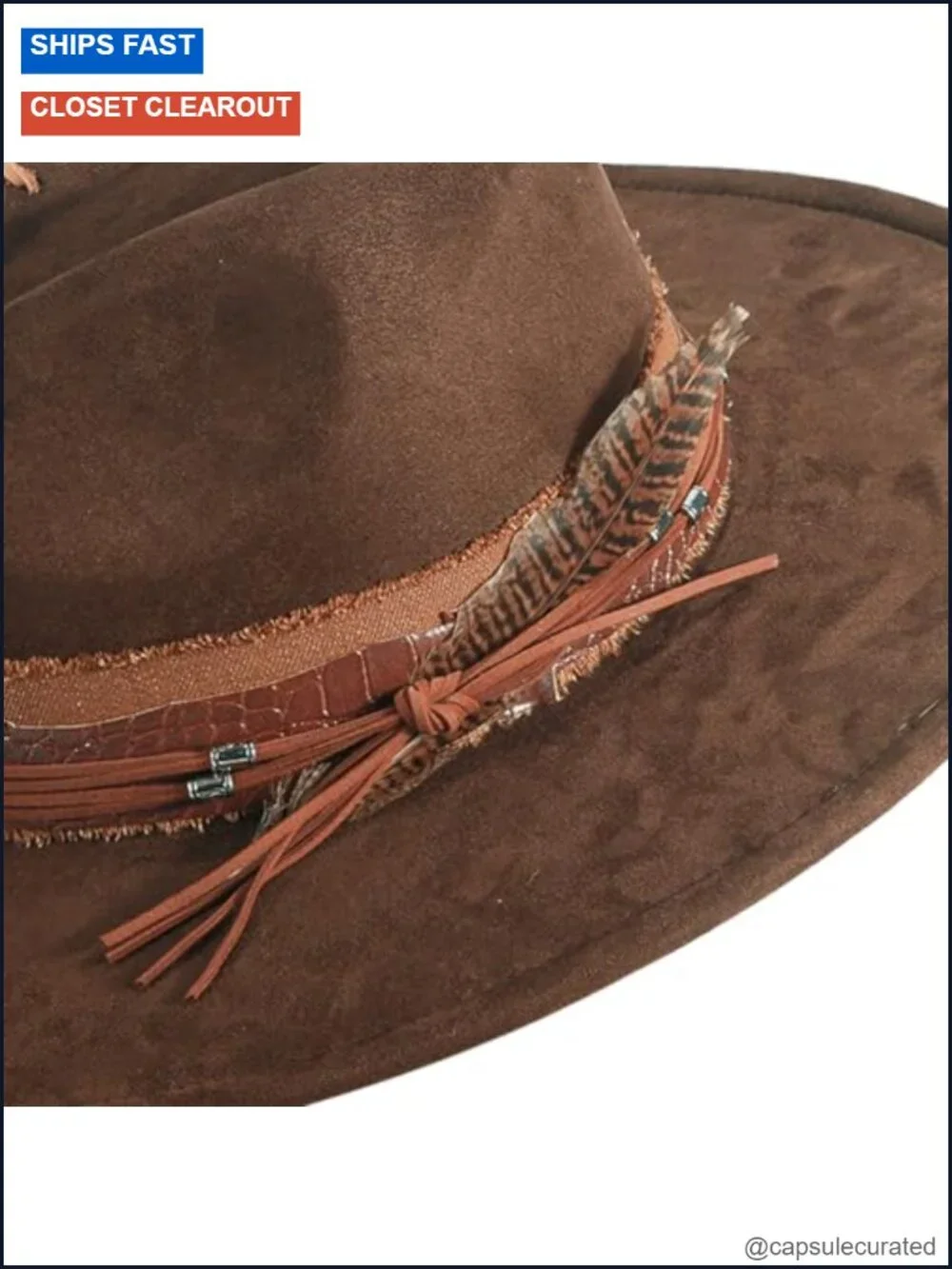 Handmade Wide Brim Fedora Hat Suede Fabric for Men Women Western Rancher Style
